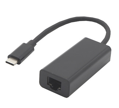 USB Type-C to RJ45 CAT6/Gigabit Ethernet Adapter, 5 inch, Black