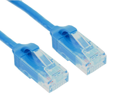 1.5ft Cat6 SLIM Ethernet RJ45 Patch Cable, Stranded, Snagless Booted, BLUE
