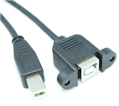 18inch USB 2.0 Type B Male to B Female PANEL MOUNT Cable