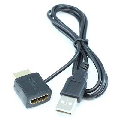 HDMI-HDMI Male to Female 5v Power Injector Adapter Cable via USB, 1.5ft