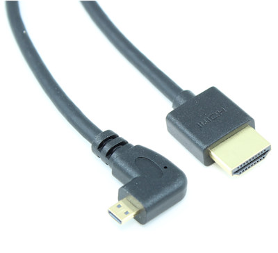 18INCH MICRO-HDMI (Type D) Angled to Standard HDMI  M to M 32AWG Cable