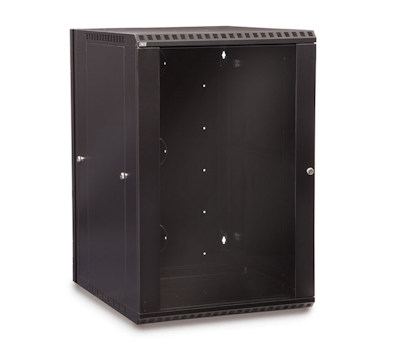 18U Swing-Out Wall Mount Cabinet 23inches Deep with Glass Door