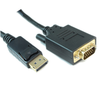 3ft DisplayPort to VGA Cable 28AWG Gold Plated, Black
