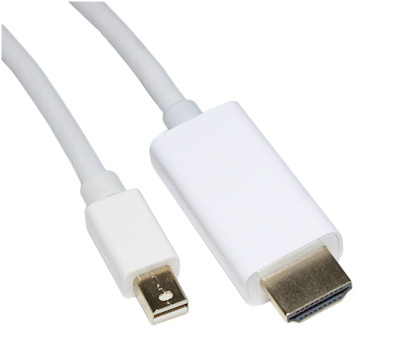 3ft Mini DisplayPort to HDMI Cable 32AWG Gold Plated, 4Kx2K@30Hz, White