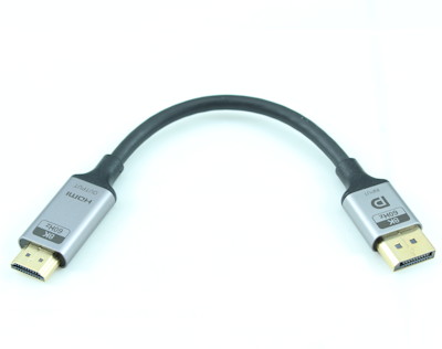 8inch DisplayPort v1.4 to HDMI v2.1 Adapter Cable 28AWG Gold Plated 8K@60Hz