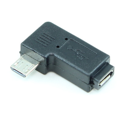 Micro USB-B Male to Micro USB-B Female LEFT Angle Adapter