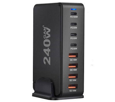 8 Port USB 8 Amp High 240 Watt USB-A/USB-C PD/QC Power Center