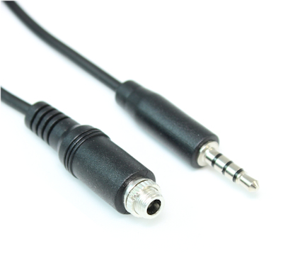 10inch 3.5mm 4 Conductor TRRS Male to Female Panel-Mount Extension Cable