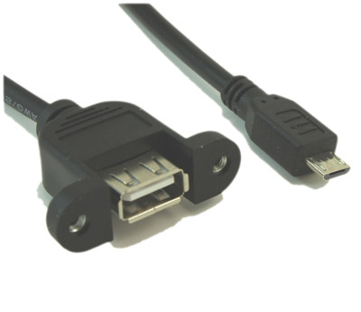 6inch USB 2.0 Micro-B 5 MALE pin to A Female PANEL MOUNT Cable
