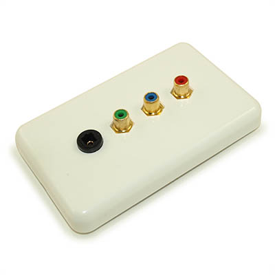 Wallplate: 3 RCA component & Toslink Optical, Gold Plate, White