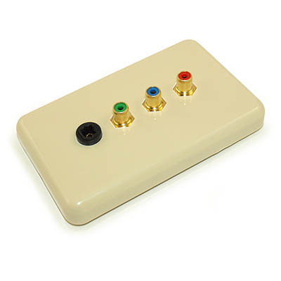 Wallplate: 3 RCA component & Toslink Optical, Gold Plate, Ivory