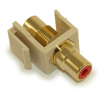 Keystone Jack Insert/Coupler Type: RCA with RED Center, Gold Plated, Ivory