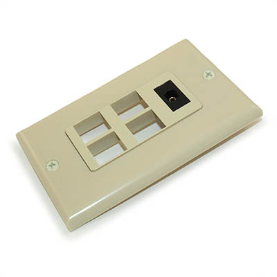 Wall plate: Toslink Optical (Female/Female) + 4 Hole Keystone, Ivory