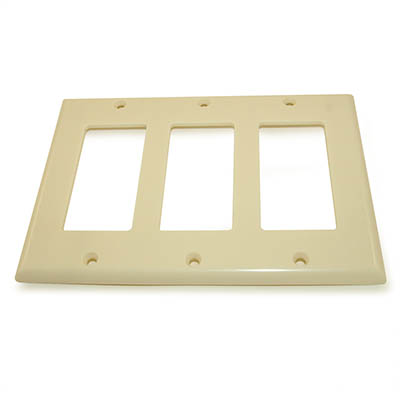 Wallplate: 3 Gang Decor Plate Frame, Ivory