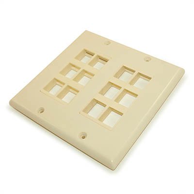 Wallplate: Decora Keystone, DUAL Gang 12 Hole - Ivory