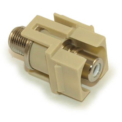 Keystone Jack Insert/Coupler Type: RCA to F-Type (Coax),Nickel Plated,Ivory