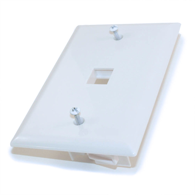 Wallplate: Keystone, 1 Hole with Built-in Connector Latches, White