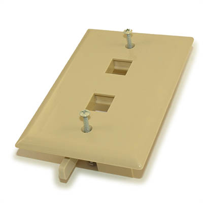 Wall plate: Keystone, 2 Hole with Built-in Connector Latches, Ivory