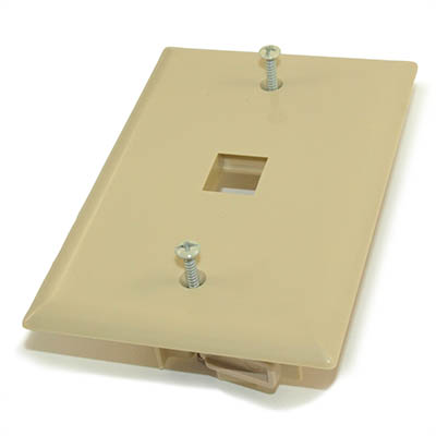 Wallplate: Keystone, 1 Hole with Built-in Connector Latches, Ivory