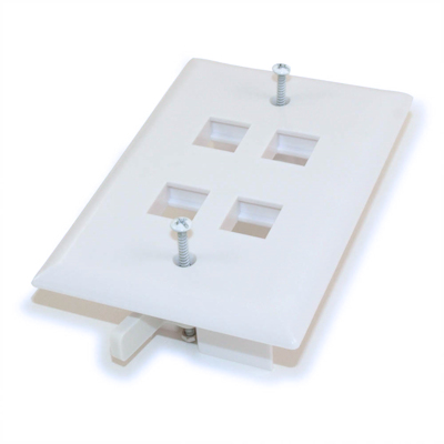 Wallplate: Keystone, 4 Hole with Built-in Connector Latches, White