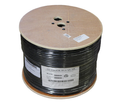 1000ft RG6 QUAD SHIELD Black HI-BANDWIDTH Bulk Coax BURIAL Cable , Black