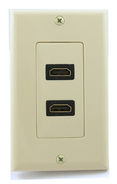 Wall plate  HDMI (Dual) w/4'' Built-in Flexible Extension Cable Ivory