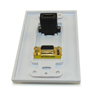 Wall plate  HDMI & VGA Female/Female 1 Port, Gold Plated, White