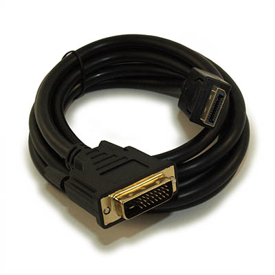 6ft DisplayPort to DVI Cable 30AWG Gold Plated, Black