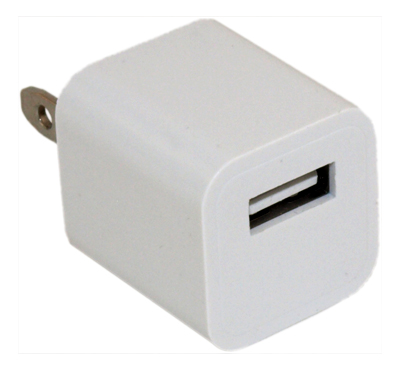 1 Port 110v/5v USB 1000mA Charger, Discrete, White