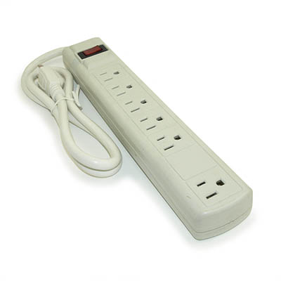 3ft 6 Outlet PERP Power Bar (14AWG/15A) with 90J Surge Protector, White