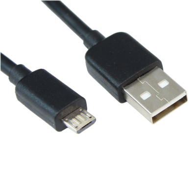 2ft USB 2.0 Type A Male to SLIM Micro-B 5-Pin Cable, Nickel Plated