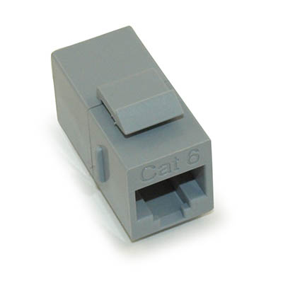 Keystone Jack Insert/Coupler Type Cat 6 RJ45 Networking, Grey