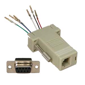 DB9-Male to RJ11/12 (6 wire) RS232 Modular Adapter Ivory