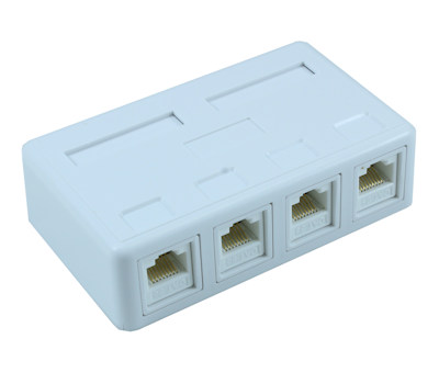Wall plate  Surface Block (Biscuit Jack) CAT5E RJ45 4 Port, Punch-down type