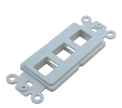 Wallplate: 3 Open Keystone Decora Plate Insert, White