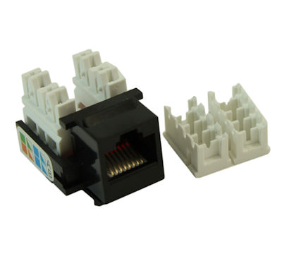 Keystone Jack Insert/Punch-down - Cat 5E RJ45 Networking, Black