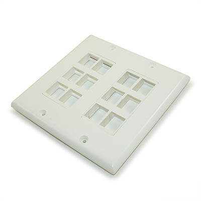 Wall plate: Decora Keystone, DUAL Gang 12 Hole - White