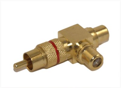 RCA Male to 2 RCA Female Piggy-Back Splitter (Premium Gold Plated