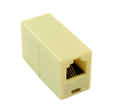 RJ11 4 Pin Modular Telephone Coupler, Straight, Ivory