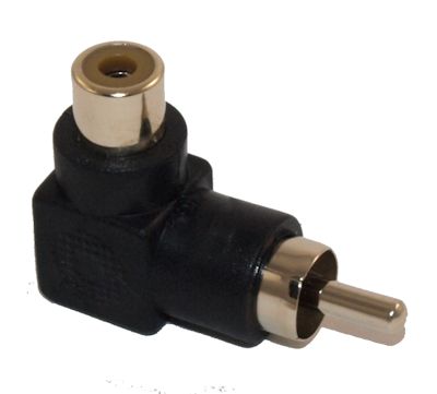 RCA 90 Degree Angle Adapter Male/Female Nickel Plated (Each)