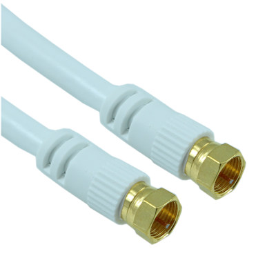 12ft RG6 QUAD SHIELD HI-BANDWIDTH Coax Cable F-type Gold Plated WHITE