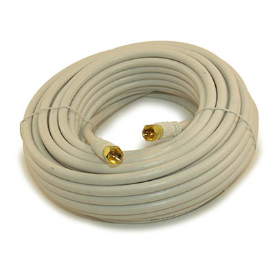 50ft RG6 QUAD SHIELD HI-BANDWIDTH Coax Cable F-type Gold Plated WHITE