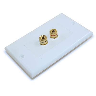 Wallplate  1 Speaker (2 input jacks) for Banana Plugs Gold Plate,White