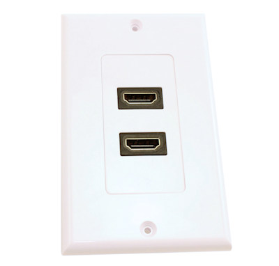 HDMI Wall Plate (Dual) Direct Straight Degree Feed-thru, White