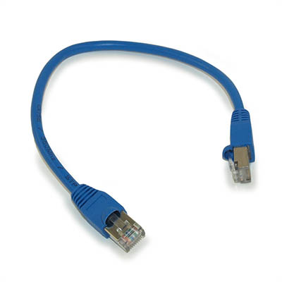 6INCH Cat5E SHIELDED Ethernet RJ45 Patch Cable, Stranded, Snagless Booted, BLUE