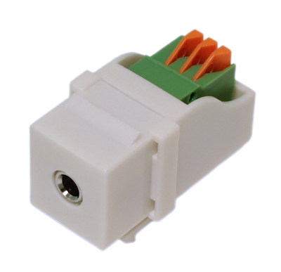 Keystone Jack Insert, BLOCK - 3.5mm Stereo Audio Block Connector, White