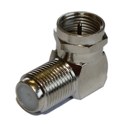 Coax/F-Type Right Angle Adapter HIGH SPEED 2.5Ghz, Nickel Plated (RG6/RG59)