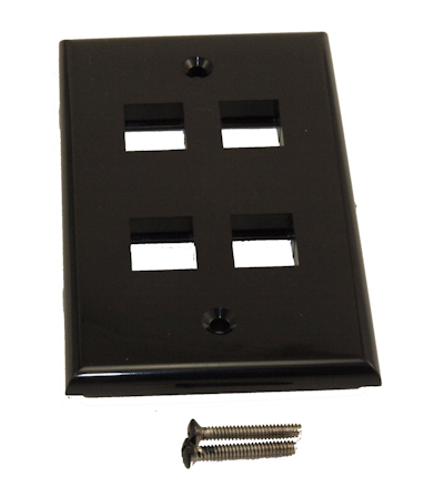 Wall plate: Keystone, 4 Hole - Black