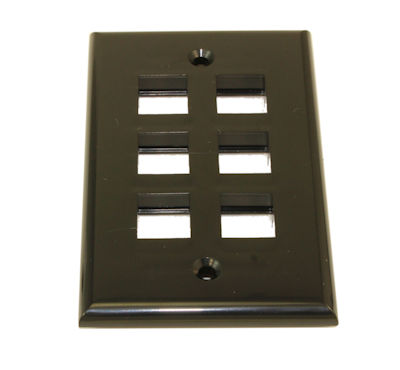 Wallplate: Keystone, 6 Hole - Black