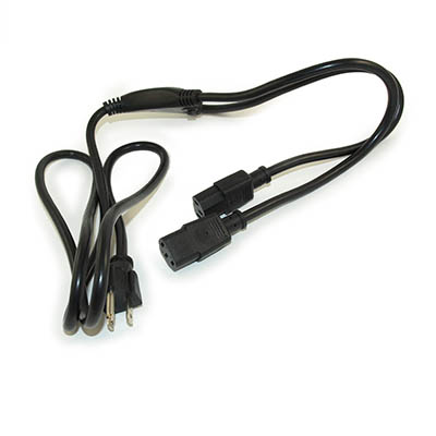 6ft Y Computer Power Cord (NEMA 5-15P to 2x C13 Plug 18AWG, Black